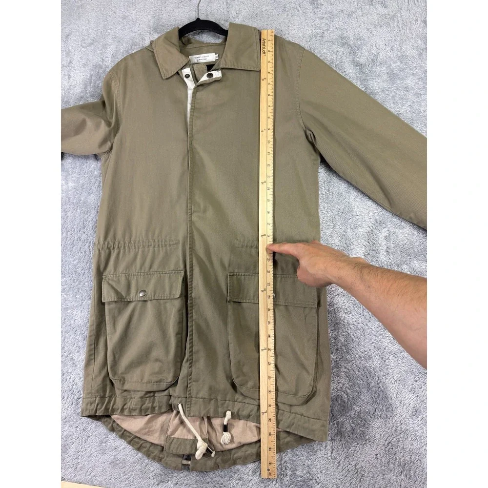 Shades‎ of Grey Micah Cohen Jacket Mens M Green Hooded Zip Snap Lined Minimalist